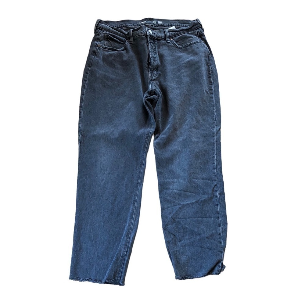 Old Navy High Rise Slouchy Straight Jeans, Washed Black, Size 12